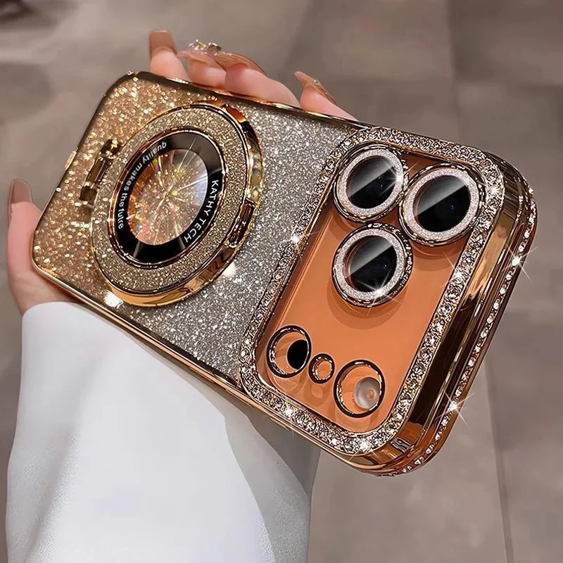 Phone Accessories Holder - Plating Transparent Diamond Glitter Magnetic Phone