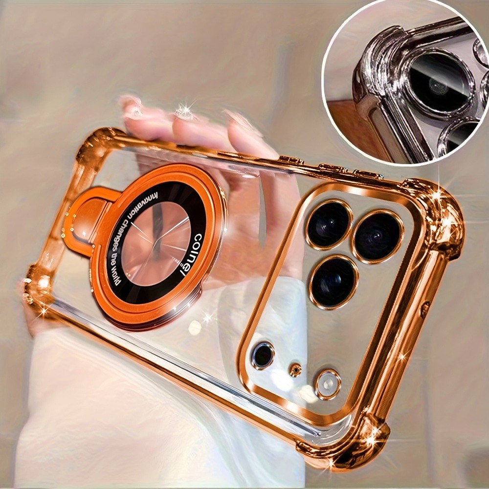 Phone Accessories Holder - Luxury Clear Plating Phone Case for