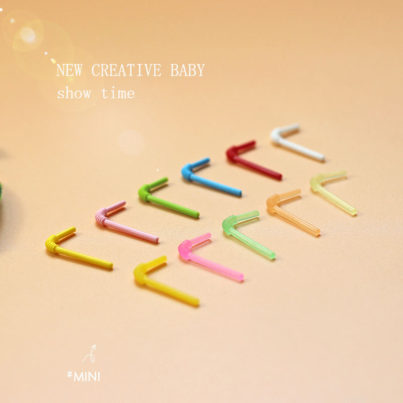 Phone Accessories Europe - 3pcs Dollhouse Mini Colored Straws Resin