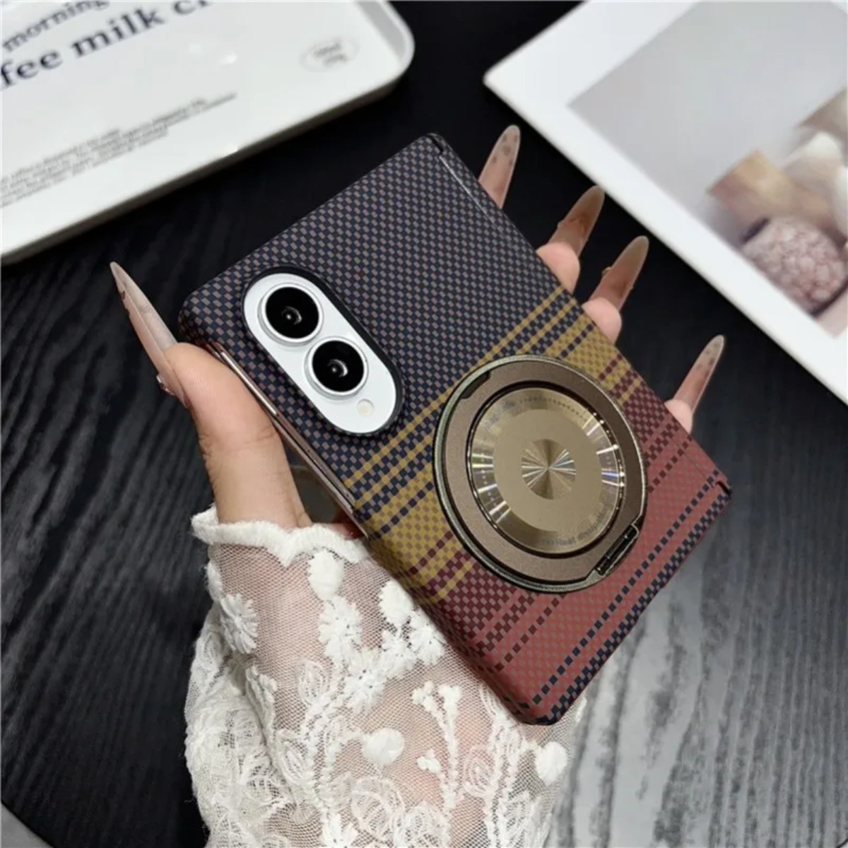 Carbon Fiber leather 360 Brack - Phone Accessories Holder 评论和价格