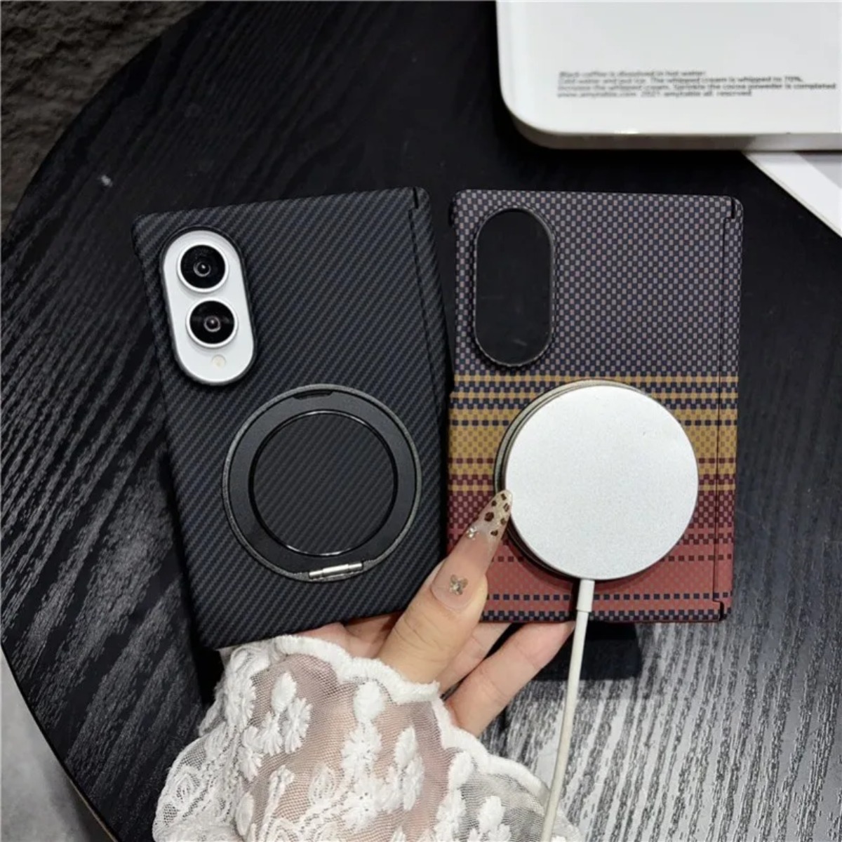 Carbon Fiber leather 360 Brack - Phone Accessories Holder 评论和价格
