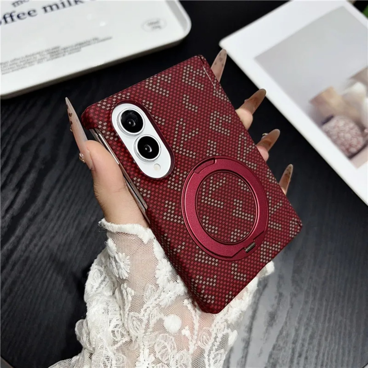 Carbon Fiber leather 360 Brack - Phone Accessories Holder 评论和价格