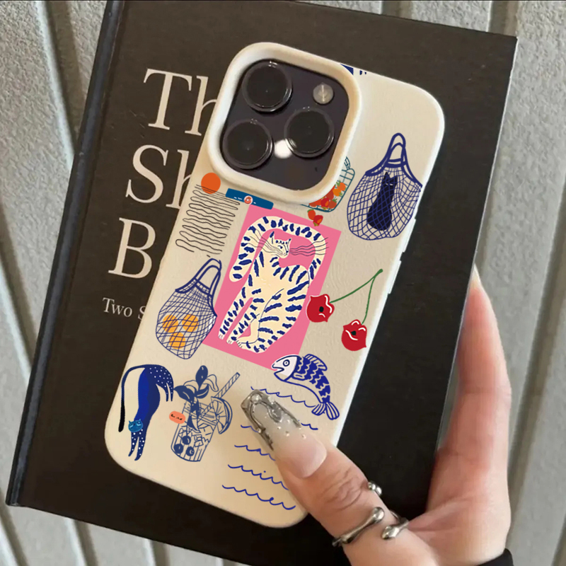 Cute Cherry Cat Print Phone Ca - Phone Accessories List 评论和价格