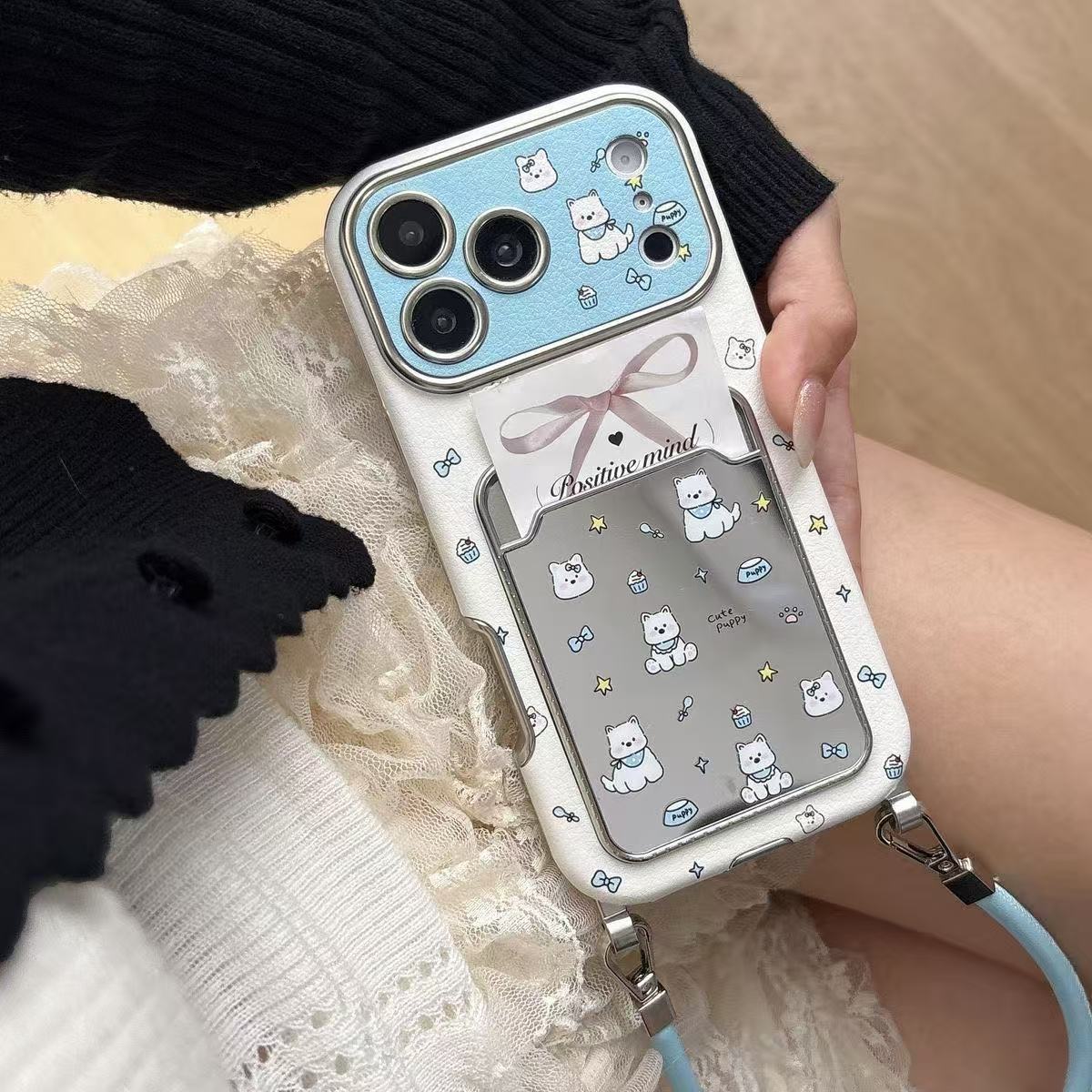 Cute Puppy Mirror Card Holder  - Phone Accessories Holder 评论和价格