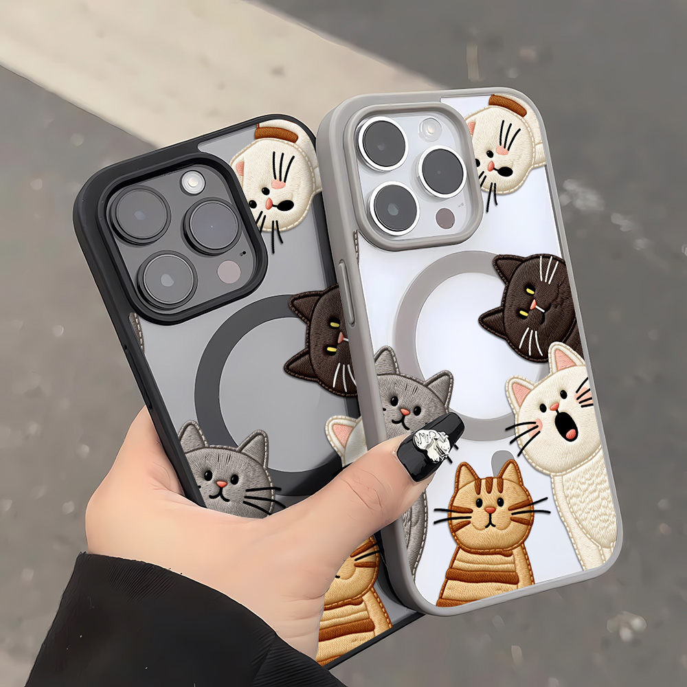 Cute Faux Embroidery Cat Phone - Phone Accessories List 评论和价格